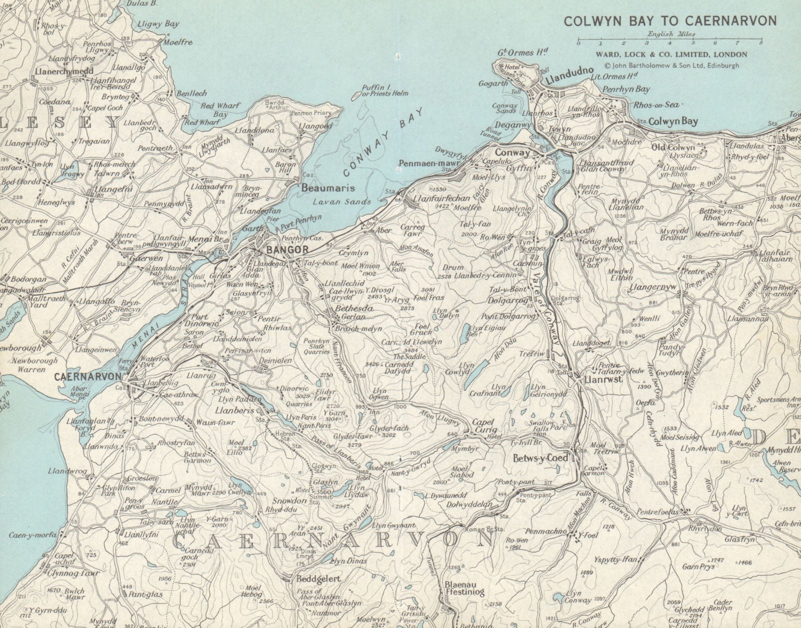 SNOWDONIA NORTH Llandudno Bangor Menai Strait Caernarvon. WARD LOCK 1967 map
